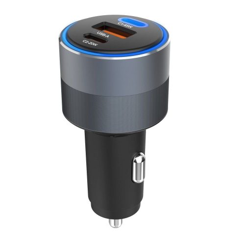 CELL F-ENERGY Alu autós töltő 2 x Type C + USB A PD QC4.0 SFC 2.0 4,5A 65W szürke
