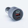 CELL F-ENERGY Alu autós töltő 2 x Type C + USB A PD QC4.0 SFC 2.0 4,5A 65W szürke
