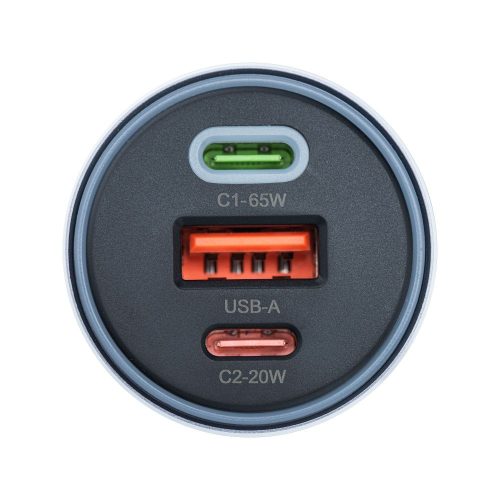 CELL F-ENERGY Alu autós töltő 2 x Type C + USB A PD QC4.0 SFC2.0 3A 85W szürke