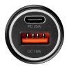 kék STAR autós töltő 3A 25W Type C + USB A PD QC3.0 AFC PPS fekete