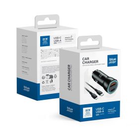   kék STAR autós töltő 3A 25W Type C + USB A + Type C to Lightning kábel PD QC3.0 AFC PPS fekete