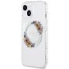 GUESS tok IPHONE 15-höz, kompatibilis MagSafe technológiával GUHMP15SHFWFCT (Flowers Wreath) átlátszó