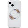 GUESS tok IPHONE 15-höz, kompatibilis MagSafe technológiával GUHMP15SHFWFCT (Flowers Wreath) átlátszó
