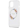 GUESS tok IPHONE 15-höz, kompatibilis MagSafe technológiával GUHMP15SHFWFCT (Flowers Wreath) átlátszó