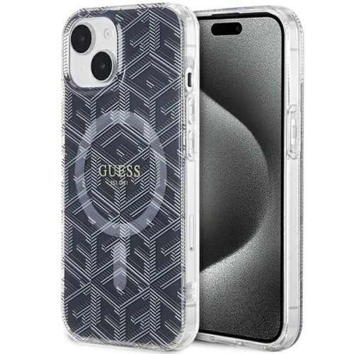 GUESS tok az IPHONE 15 Plus készülékhez, MagSafe kompatibilis GUHMP15MHGCUSTGK (IML GCUBE) fekete