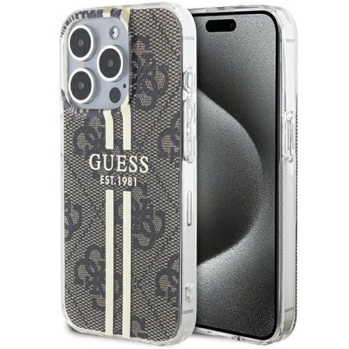 GUESS tok iPHONE 15 Pro-hoz GUHCP15MH4PSEGW (4G arany Stripe) barna