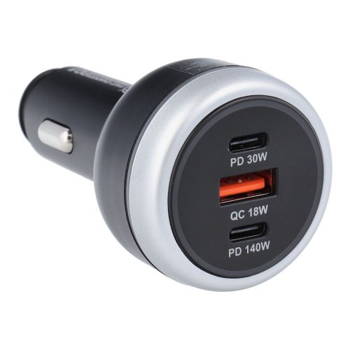 Autós töltő USB A + 2 x Type C PD QC3.0 3A 191W CC69-2C1A fekete