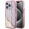 GUESS tok az IPHONE 15 Pro-hoz GUHCP15LLFCSEGP (Liquid Glitter arany Stripes) rózsaszín