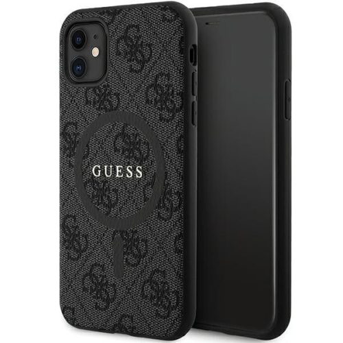 GUESS tok az IPHONE 11-hez, kompatibilis a MagSafe-dal GUHMN61G4GFRK (4G Ring klasszikus logó) fekete