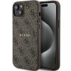 GUESS tok iPHONE 15-höz, MagSafe kompatibilis GUHMP15SG4GFRW (4G Ring klasszikus logó) barna