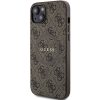 GUESS tok iPHONE 15-höz, MagSafe kompatibilis GUHMP15SG4GFRW (4G Ring klasszikus logó) barna