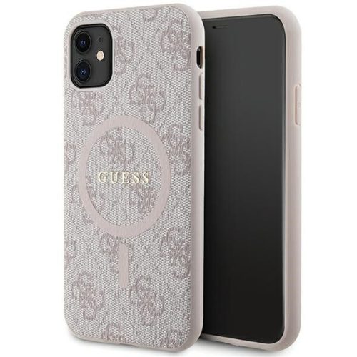 GUESS tok IPHONE 11-hez MagSafe kompatibilis GUHMN61G4GFRP (4G Ring klasszikus logó) rózsaszín