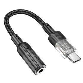  Adapter AUX USB C to Jack 3,5 mm Hoco 0,15 m LS37 transparent black