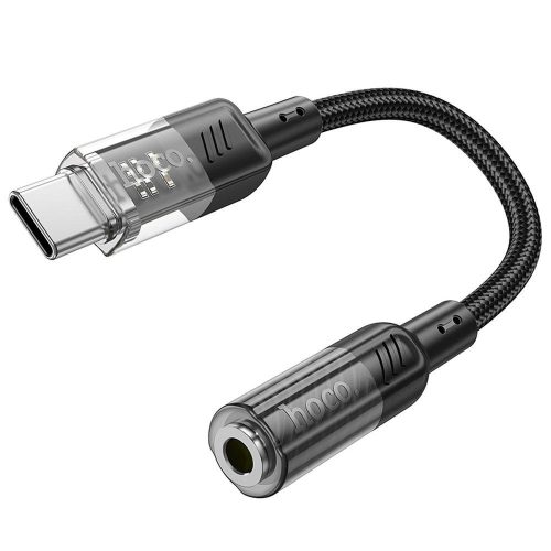 Adapter AUX USB C to Jack 3,5 mm Hoco 0,15 m LS37 transparent black