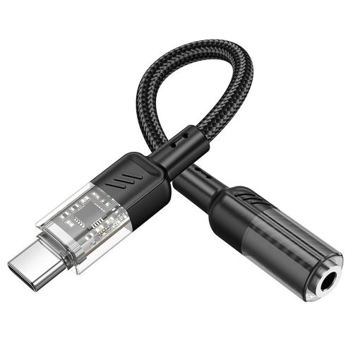 Adapter AUX USB C to Jack 3,5 mm Hoco 0,15 m LS37 transparent black