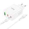 HOCO töltő 2 x Type C + USB A + kábel Type C to Lightning PD QC3.0 3A 35W N33 fehér
