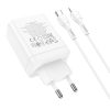 HOCO töltő 2 x Type C + USB A + kábel Type C to Lightning PD QC3.0 3A 35W N33 fehér