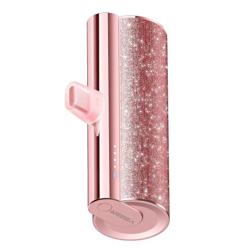 VEGER powerbank 5000 mAh beépített Lightning csatlakozóval, PD QC3.0 2,4A 12W PlugOn (W0573P) lila