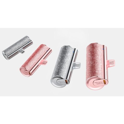 Powerbank Veger PlugOn (W0573) 5000 mAh with a built-in connector USB C pink