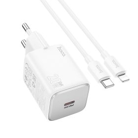   HOCO fali töltő Type C + kábel Type C to Lightning QC PD 20W N40 fehér