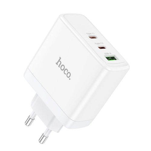HOCO falitöltő 2 x Type C + USB A QC PD 65W GaN N30 fehér