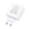 HOCO falitöltő 2 x Type C + USB A QC PD 65W GaN N30 fehér
