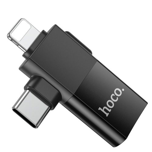 Adapter OTG 2in1 USB C / Lightning to USB A Hoco UA17 black