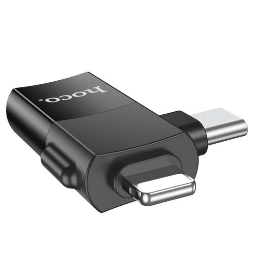 Adapter OTG 2in1 USB C / Lightning to USB A Hoco UA17 black