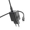 HOCO töltő 2 x Type C + Type C - Lightning kábel PD QC 45W GaN N42 fekete