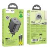 HOCO töltő 2 x Type C + Type C - Lightning kábel PD QC 45W GaN N42 fekete