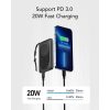 VEGER powerbank 10000 mAh vezeték nélküli töltéssel kompatibilis MagSafe PD QC3.0 2A 20W MagOn (VP1151 / W1151) fekete