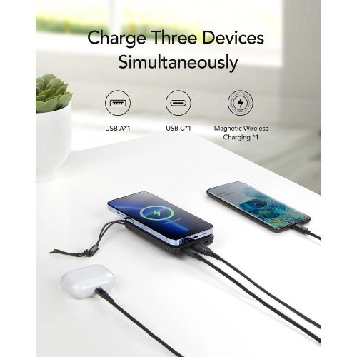VEGER powerbank 10000 mAh vezeték nélküli töltéssel kompatibilis MagSafe PD QC3.0 2A 20W MagOn (VP1151 / W1151) fekete