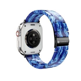   CELL F-DESIGN FA04 márvány textúrájú gyanta szíj APPLE Watch 42 / 44 / 45 / 49 mm-hez kék