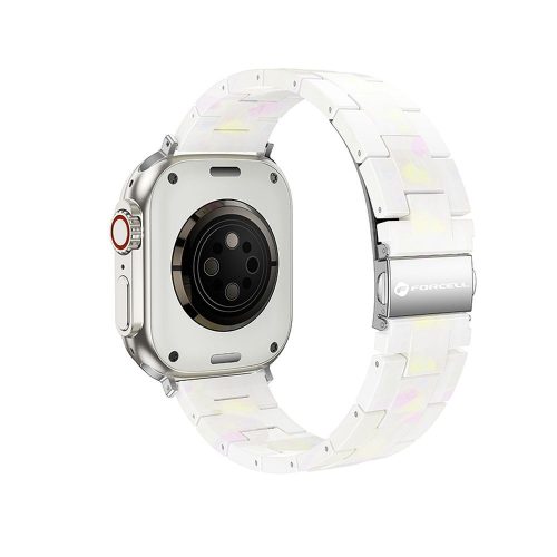 CELL F-DESIGN FA04 márvány textúrás műanyag szíj APPLE Watch 42 / 44 / 45 / 49 mm fehér