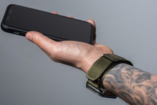 CELL F-DESIGN FA05 nylon szíj APPLE Watch 42 / 44 / 45 / 49 mm-hez, zöld