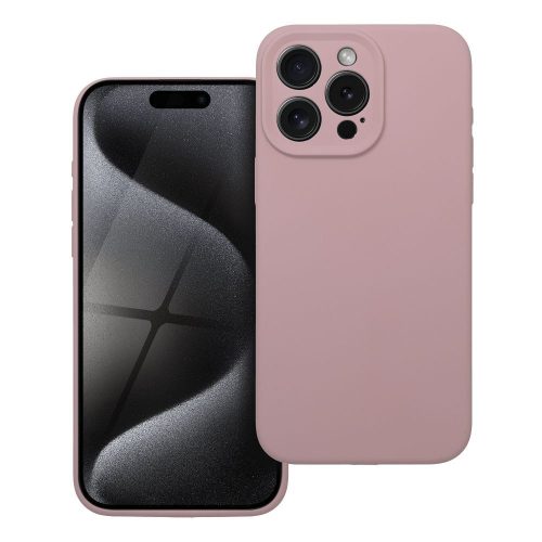 Tok SILICONE 2mm  IPHONE 15 Pro Max homok rózsaszín