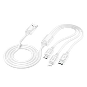   HOCO cable 3in1 USB A to Lightning / Micro USB / Type C 2A X76 1 m fehér