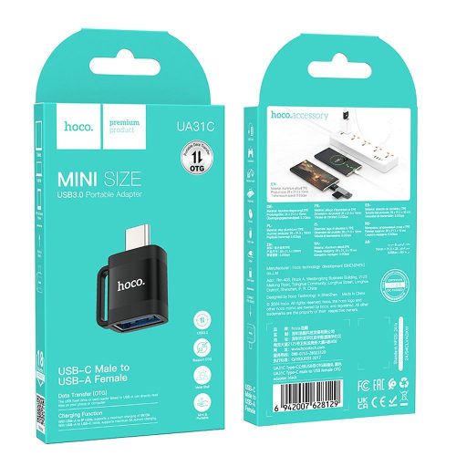 Adapter OTG USB C to USB A Hoco 3A UA31C black