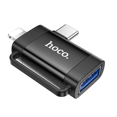 Adapter OTG 2in1 USB C / Lightning to USB A Hoco UA31F black