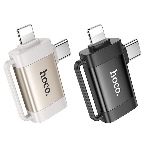 Adapter OTG 2in1 USB C / Lightning to USB A Hoco UA31F black