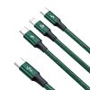 BASEUS kábel 3 az 1-ben Type C - Micro USB / Lightning / Type C PD 20W CAMLT-SC06 1,5 m zöld