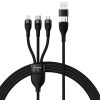 BASEUS kábel 3 az 1-ben Type C / USB A to Micro USB / Lightning / Type C PD QC 5A 100W CASS030101 1,2 m fekete