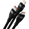 BASEUS kábel 3 az 1-ben Type C / USB A to Micro USB / Lightning / Type C PD QC 5A 100W CASS030101 1,2 m fekete