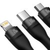 BASEUS kábel 3 az 1-ben Type C / USB A to Micro USB / Lightning / Type C PD QC 5A 100W CASS030101 1,2 m fekete