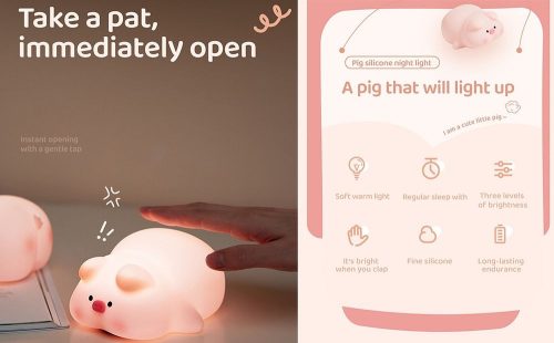 Asztali lámpa éjjeliszekrényre Piggy Art Deco érintős stílus