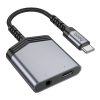 Adapter AUX 2 az 1-ben USB C-ről USB C-re / Jack 3,5 mm Hoco 27W LS39 fém szürke
