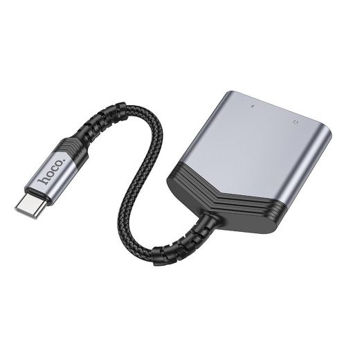 Adapter AUX 2 az 1-ben USB C-ről USB C-re / Jack 3,5 mm Hoco 27W LS39 fém szürke