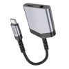 Adapter AUX 2 az 1-ben USB C-ről USB C-re / Jack 3,5 mm Hoco 27W LS39 fém szürke