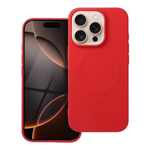 SILICONE MAG COVER (big hole) tok MagSafe kompatibilis IPHONE 16 Pro számára piros