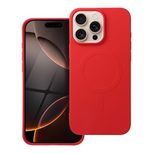 SILICONE MAG COVER (nagy lyuk) tok kompatibilis a MagSafe-fel IPHONE 16 Pro Max-hoz piros színben